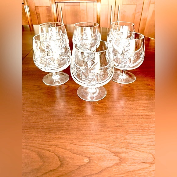 Set of 6 Cut-to-clear Crystal glasses brandy cognac Glasses Desert Glasses - Picture 5 of 7